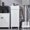 SoBuy BZR159-W Skříňka na prádlo s rozkládacím pytlem na prádlo Sběrač prádla se 4 horními policemi Koš na prádlo Komoda na prádlo Skříňka do koupelny Bílá WHT cca 35x90x30cm
