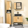 SoBuy BZR202-SCH Skříňka pod umyvadlo, šířka 60 cm, koupelnový nábytek s bambusovými dvířky a kovovými nožičkami, výškově nastavitelné police, spousta úložného prostoru, spodní skříňka, umyvadlo do malých koupelen, toaleta pro hosty