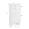 SoBuy BZR21-II-W Úzká koupelnová skříňka 40x90x38 cm – praktický koš na prádlo a zásuvka