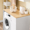 SoBuy BZR217-WN Skříňka pod pračku – Koupelnová skříňka s košem na prádlo a zásuvkou, pro pračku a sušičku, prostorově úsporná skříňka v bílém dřevěném vzhledu, skandinávský design, 100x60x90cm