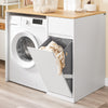 SoBuy BZR217-WN Skříňka pod pračku – Koupelnová skříňka s košem na prádlo a zásuvkou, pro pračku a sušičku, prostorově úsporná skříňka v bílém dřevěném vzhledu, skandinávský design, 100x60x90cm