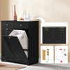 SoBuy BZR33-II-SCH Koupelnová skříňka s košem na prádlo - Koupelnová skříňka se 2 pytli na prádlo, 2 zásuvky - Robustní skříňka na prádlo do prádelny, bytu - Moderní koupelnový nábytek z MDF, černý, 78 x 90 x 38 cm