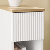 SoBuy FBT111-W 20 cm široký úzký noční stolek se zásuvkou s designem vlny úzké stolky noční stolky vysoký úzký stolek bílý a dřevo