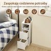 SoBuy FBT149-E-WG, úzký noční stolek s nabíjením a LED senzorem, 20x35x60cm | 20 cm široký noční stolek s výřezem pro lištu, prostorově úsporný pro malé místnosti, bílý vzhled dřeva