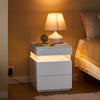 SoBuy FBT167-E-W, Noční stolek se 3 zásuvkami, 2 akrylovými bočními panely a LED světlem, 3 nastavitelné barvy světla, moderní noční stolek do ložnice a obývacího pokoje, Š41 × H40 × V52 cm, bílý