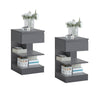 SoBuy FBT49-HGx2 odkládací stolek, sada 2 ks, noční stolek, komoda s 1 zásuvkou a 3 policemi, světle šedá, š. x v. x h.: cca 39 x 65 x 39 cm