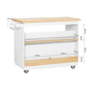 SoBuy FKW107-II-WN Designový kuchyňský vozík s pracovní deskou Kuchyňský ostrůvek Příborník na kolečkách Kuchyňský vozík Bílá-přírodní 119x90x55cm