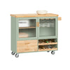 SoBuy FKW114-GR Designový kuchyňský vozík s pracovní deskou Kuchyňský ostrůvek Kuchyňská skříňka Kuchyňský vozík Zelený 109 x 92 x 40 cm