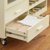 SoBuy FKW114-MI Designový kuchyňský vozík s pracovní deskou Kuchyňská skříňka Příborník Kuchyňský vozík Béžový 109x92x38cm