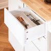 SoBuy FKW124-WN Designový kuchyňský ostrůvek Servírovací vozík Kuchyňský vozík s pracovní deskou Kuchyňská skříňka Vozík Příborník Kuchyňský vozík Bílá WD cca 90x90x40cm