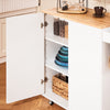 SoBuy FKW124-WN Designový kuchyňský ostrůvek Servírovací vozík Kuchyňský vozík s pracovní deskou Kuchyňská skříňka Vozík Příborník Kuchyňský vozík Bílá WD cca 90x90x40cm