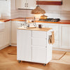 SoBuy FKW124-WN Designový kuchyňský ostrůvek Servírovací vozík Kuchyňský vozík s pracovní deskou Kuchyňská skříňka Vozík Příborník Kuchyňský vozík Bílá WD cca 90x90x40cm