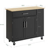 SoBuy FKW133-SCH, Kuchyňský vozík s kolečky a brzdou, 99 × 40 × 84,3 cm, pracovní deska, skříňka a zásuvka, černý