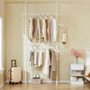 SoBuy FRG109-II-W Teleskopický věšák na šaty, Odolný stojan na oblečení, Nastavitelná otevřená šatní skříň s závěsnými tyčemi do ložnice, šatny, Bílá