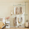 SoBuy FRG109-II-W Teleskopický věšák na šaty, Odolný stojan na oblečení, Nastavitelná otevřená šatní skříň s závěsnými tyčemi do ložnice, šatny, Bílá