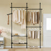 SoBuy FRG34-II-SCH Skříň na šaty s teleskopickým systémem, oděvní tyč, nastavitelná otevřená skříň s policemi do ložnice, Stojan na šaty, Černá