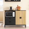 SoBuy FSB103-N, Kuchyňská skříňka, příborník, komoda s prostorem pro mikrovlnnou troubu (Ø6 cm) a roletovými dvířky – skříňka na mikrovlnnou troubu, příborník, multifunkční skříňka do kuchyně a obývacího pokoje, dub-černý 107×40×85 cm