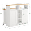 SoBuy FSB36-WN Příborník Kuchyňský ostrůvek s rozkládací pracovní plochou Kuchyňská skříňka Bílá 110x97x66cm