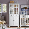 SoBuy FSB76-W Vysoká skříň se 2 úložnými prostory a 2 zásuvkami do kuchyně/jídelny/obýváku bílá
