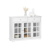 SoBuy FSB77-W Kuchyňská skříňka Kuchyňský ostrůvek se skleněnými dvířky Komoda Barový stůl Koupelnová skříňka Bílá 119x90×40 cm