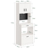 SoBuy FSB98-E-WG, Kuchyňská skříňka s elektrickou zásuvkou a USB, 60 × 40 × 170 cm, mikrovlnná skříň, bílá