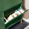 SoBuy FSR100-SY Výklopník na boty se 4 klapkami Botník s 8 policemi Botník úzký Komoda na boty Botník tmavě zelený WHT cca 100x90x19cm
