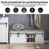 SoBuy FSR133-W Bílá botníková lavice se 3 posuvnými dvířky a měkkým polštářem – 120×35×45 cm, nosnost 200 kg, MDF E1