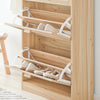 SoBuy FSR159-N Výklopný botník se 3 dvířky botník úzký botník regál na boty regál na boty s 6 odkládacími plochami komoda na boty přírodní 60 x 118 x 24 cm