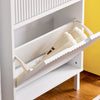 SoBuy FSR177-W Bílý botník se 2 sklopnými dvířky, horní deskou a 10cm nohami – 50×19×90 cm, nosnost 12 kg
