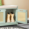 SoBuy FSR182-GR Komoda Lavice s úložným prostorem Lavice na boty s polštářem na sezení Komoda na boty se 2 dvířky a košem Zelená WHT cca 90x45x35cm
