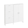 SoBuy FSR231-W Wąska Szafka na Buty Uchylna 14 cm na Nóżkach, Biały Mat, 115.5×14.5×117 cm