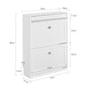 SoBuy FSR78-L-W Weißer schmaler Schuhschrank mit versteckter Push-to-Open Schublade und Metallgriffen – 75×24×96 cm, Belastbarkeit 25 kg