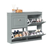 SoBuy FSR79-HG Botník se 4 klopami Komoda na boty Světle šedá 105x82x24cm