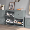 SoBuy FSR79-HG Botník se 4 klopami Komoda na boty Světle šedá 105x82x24cm
