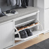 SoBuy FSR98-XL-W Výklopný botník se 2 klapkami Lavice na boty s polštářem na sezení Komoda na boty Lavice bílá WHT cca 100x46x26cm
