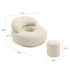 SoBuy | Relaxační křeslo polohovací manšestrové do obýváku + taburet podnožka | Béžovo-krémové | 110×125×65 cm | Nosnost 113 kg | FST100-MI
