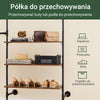 SoBuy KLS18-SCH, Nástěnný věšák na oblečení, pevný trubkový věšák na oblečení se 3 tyčemi na šaty a 3 policemi z MDF, odolná prostorově úsporná otevřená šatní skříň, industriální černá