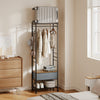 SoBuy | Stojan na oblečení stojící šatní skříň na kolečkách loft | Stojan na oděvy s policemi a háčky | Mobilní šatna do předsíně ložnice | 60×32×175 cm | Nosnost 45 kg | KLS23-SCH