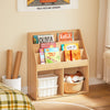 SoBuy KMB01-N Dětský regál se 3 policemi a 2 otevřenými přihrádkami Stojan na časopisy Úložný regál Regál na knihy pro děti Přírodní WHT cca 73x80x30cm