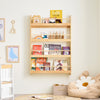 SoBuy KMB08-N Dětská knihovna, Nástěnná police do dětského pokoje, Dětský regál, Úložný regál se 4 policemi na knihy, hračky a dekorace, Nábytek do dětského pokoje, Přírodní, 80x118x12 cm
