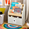 SoBuy KMB104-HG Dětská knihovnička s pojízdnou úložnou truhlou šedá