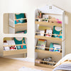 SoBuy KMB121-WN Dětská knihovna, dětská police, police na hračky se 4 policemi na knihy a dekorace, Montessori police, nábytek do dětského pokoje, bílá a přírodní, 60x130,5x15 cm