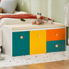 SoBuy KMB82-W Dětská lavice Úložný box s kolečky Úložný prostor na hračky Barevné 100x46x37cm