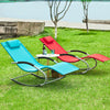 SoBuy OGS28-HBx2 2dílná sada houpací lehátko Zahradní lehátko Malá modrá 100 kg Nosnost
