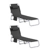SoBuy OGS35-SCHx2 2dílná sada zahradních lehátek Skládací opalovací lehátkoČerné 100kg Nosnost
