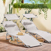 SoBuy OGS48-MI Sluneční lehátko Skládací zahradní lehátko Béžové 110kg Nosnost