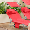 SoBuy OGS48-Rx2 2dílná sada lehátka Sklopné zahradní lehátko Červené 110kg Nosnost