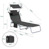 SoBuy OGS48-SCH Sluneční lehátko Skládací zahradní lehátko Černé 110kg Nosnost