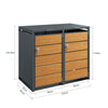 SoBuy | Box na popelnice 2x240L ocel antracit loft | Oplocení popelnic imitace dřeva Mülltonnenbox | Dvojité s kolečky a zámky | 134×80×116 cm | OGS64-N