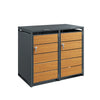 SoBuy | Box na popelnice 2x240L ocel antracit loft | Oplocení popelnic imitace dřeva Mülltonnenbox | Dvojité s kolečky a zámky | 134×80×116 cm | OGS64-N
